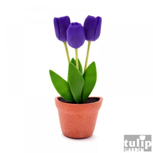 Tulipános hűtőmágnes - lila - terracotta