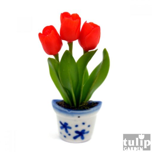 Tulipános hűtőmágnes - piros