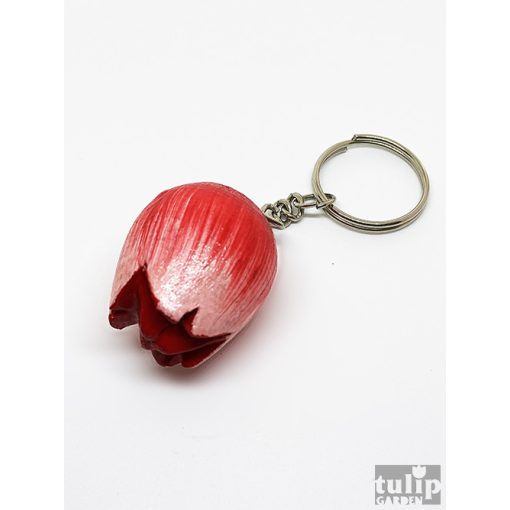 Tulipánvirág kulcstartó - piros