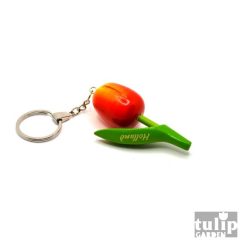 száras fa tulipán kulcstartó-piros/narancs